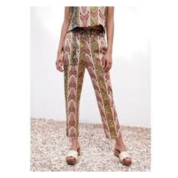 ZARA Silky Paisley Drawstring Loungewear Pants Size XXL POCKETS COMFY - Picture 1 of 4